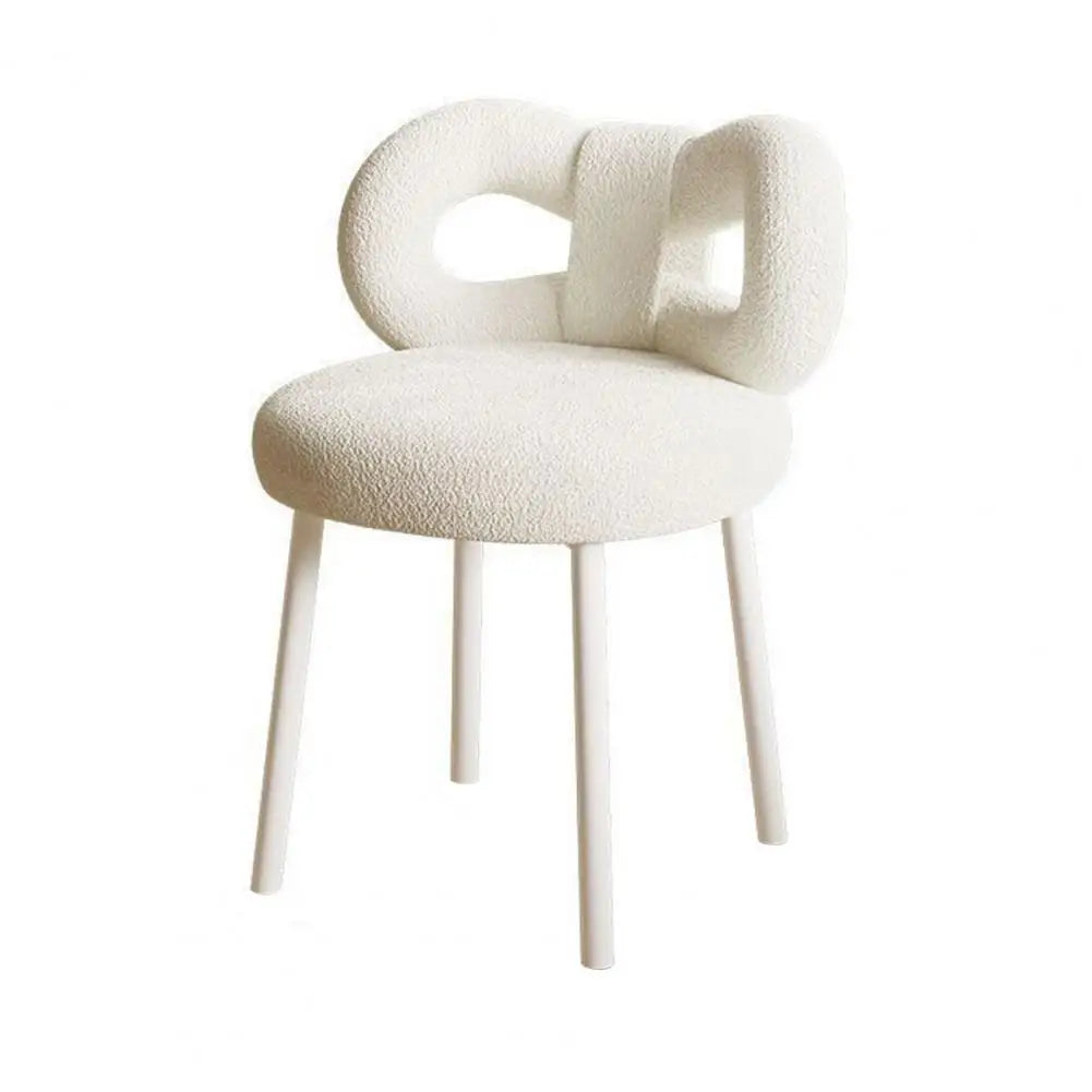 Vanity Stool With Bowknot Backrest Armless Makeup Chair For Dressing