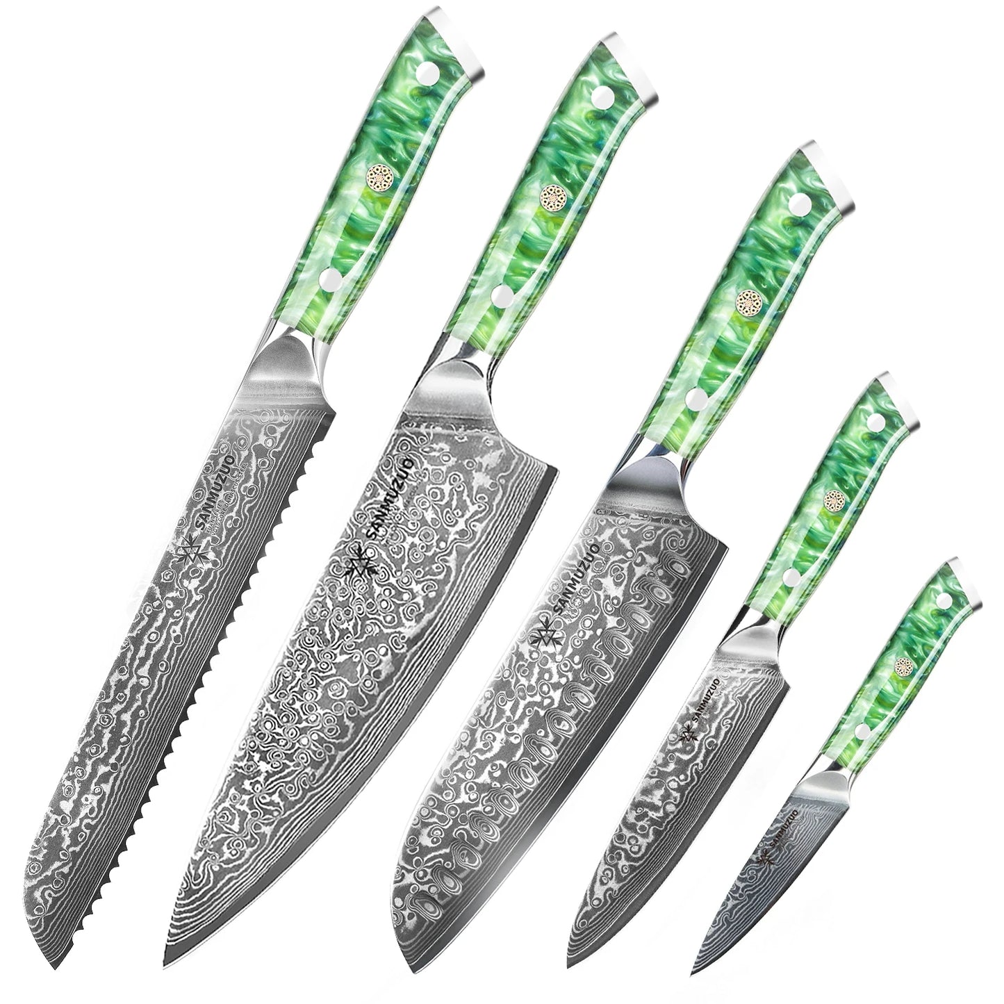 SANMUZUO Damascus Kitchen Knife Set With Resin Handles