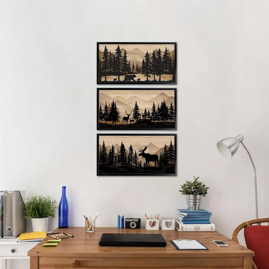 Bear Moose Deer Wall Art Rustic Cabin Decor For Home