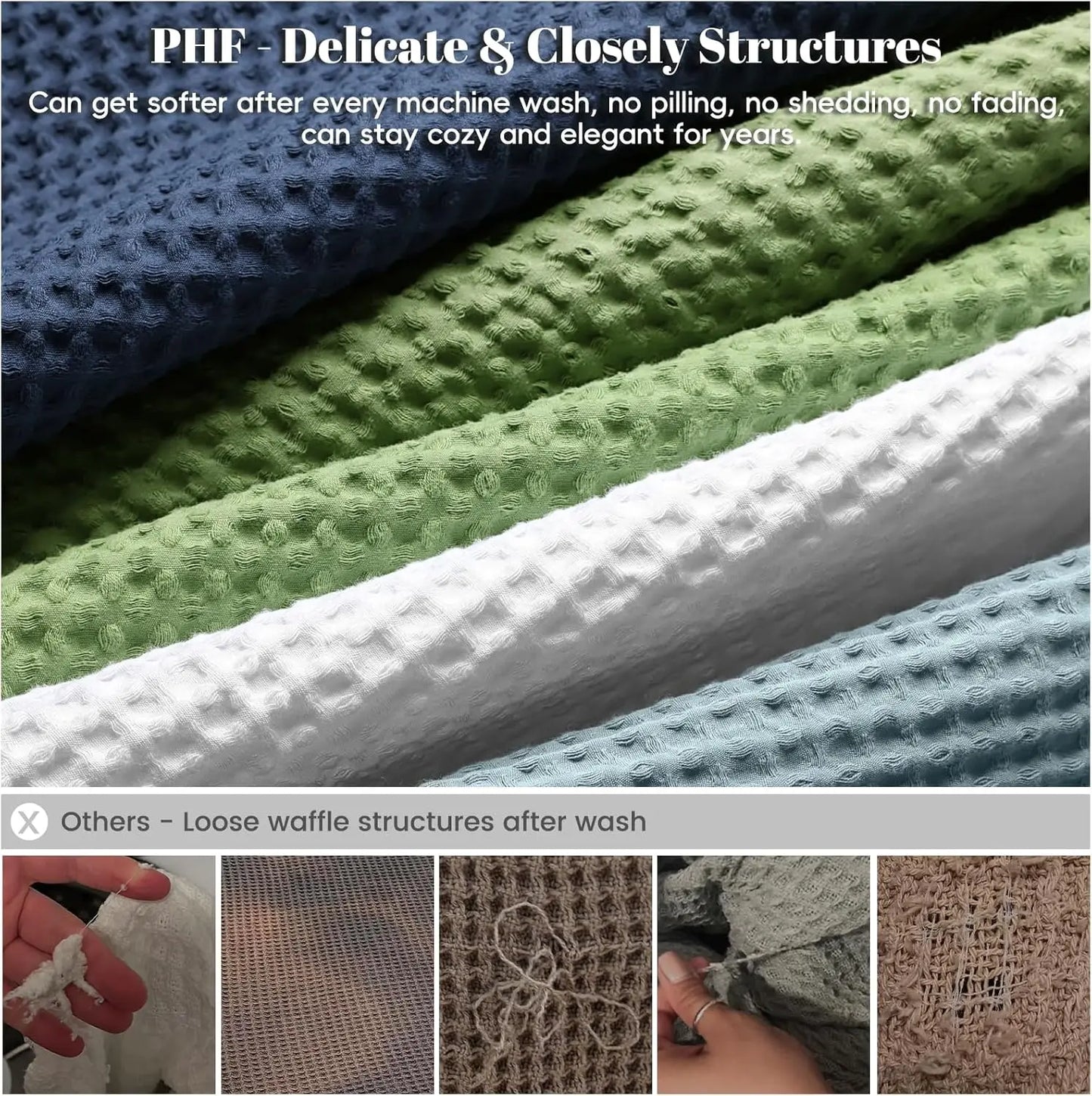 Cotton Waffle Weave Blanket Lightweight Breathable Machine Washable