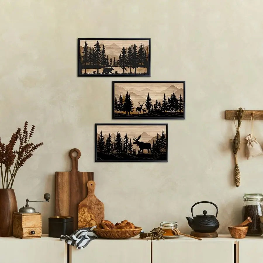 Bear Moose Deer Wall Art Rustic Cabin Decor For Home