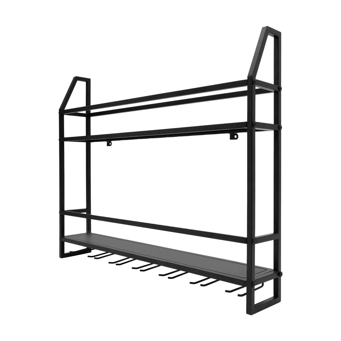 Wall Mounted Wine Rack And Glass Holder For 12 Bottles