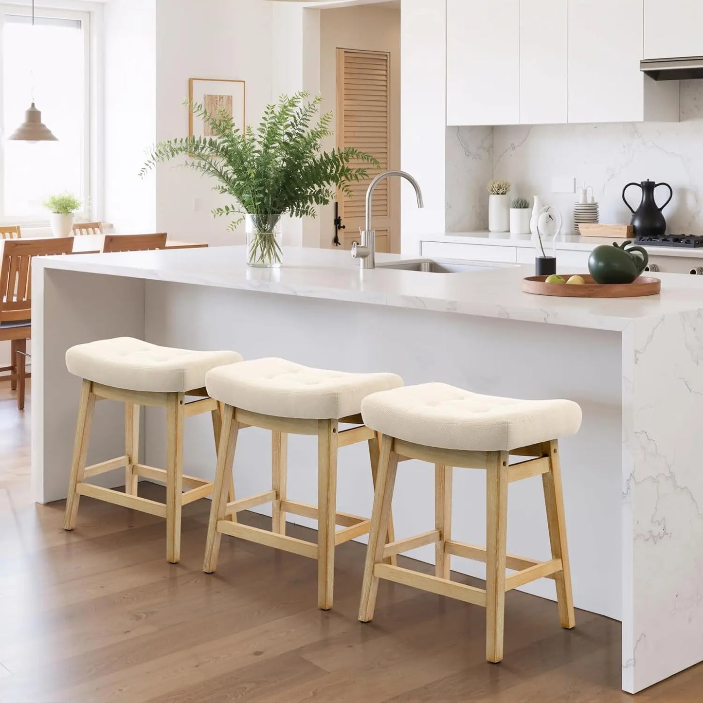 Counter Height Bar Stools Set Of 3 Backless Farmhouse Kitchen