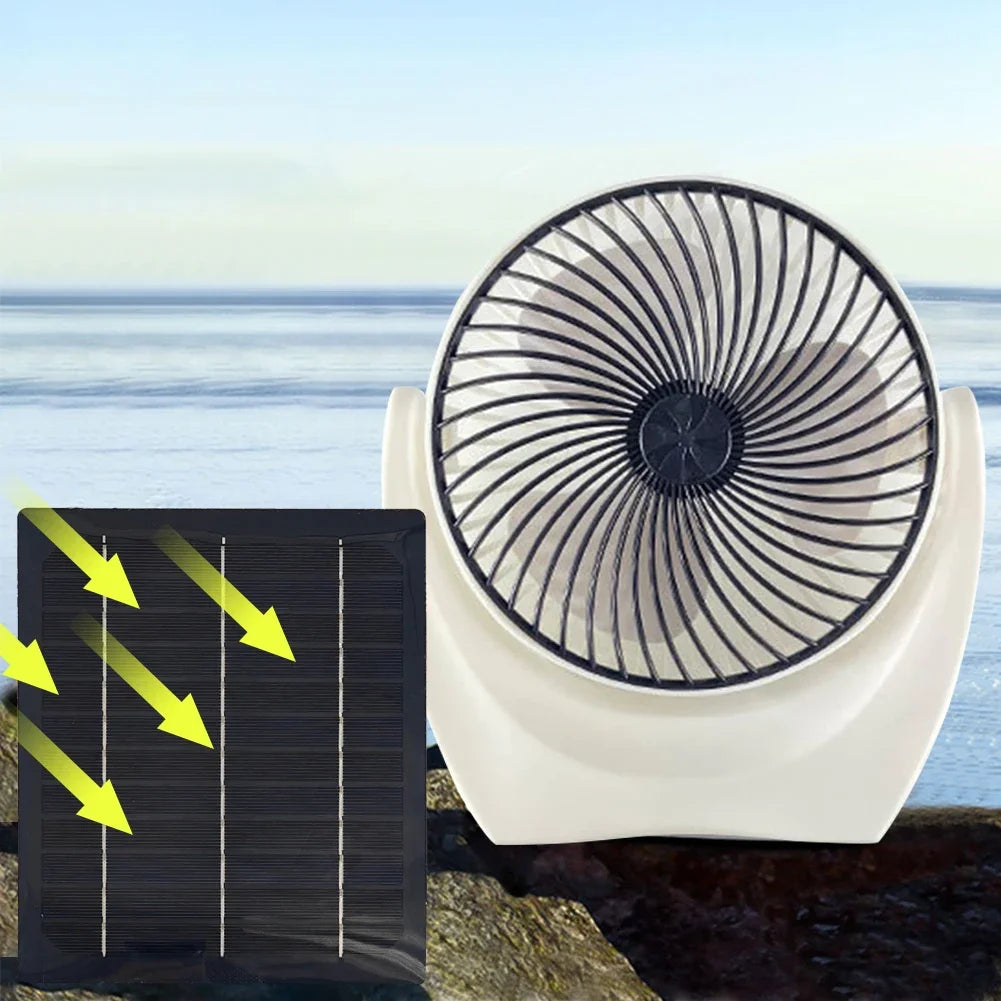 Solar Panel Fan Portable Solar Powered Camping Fan USB Charger