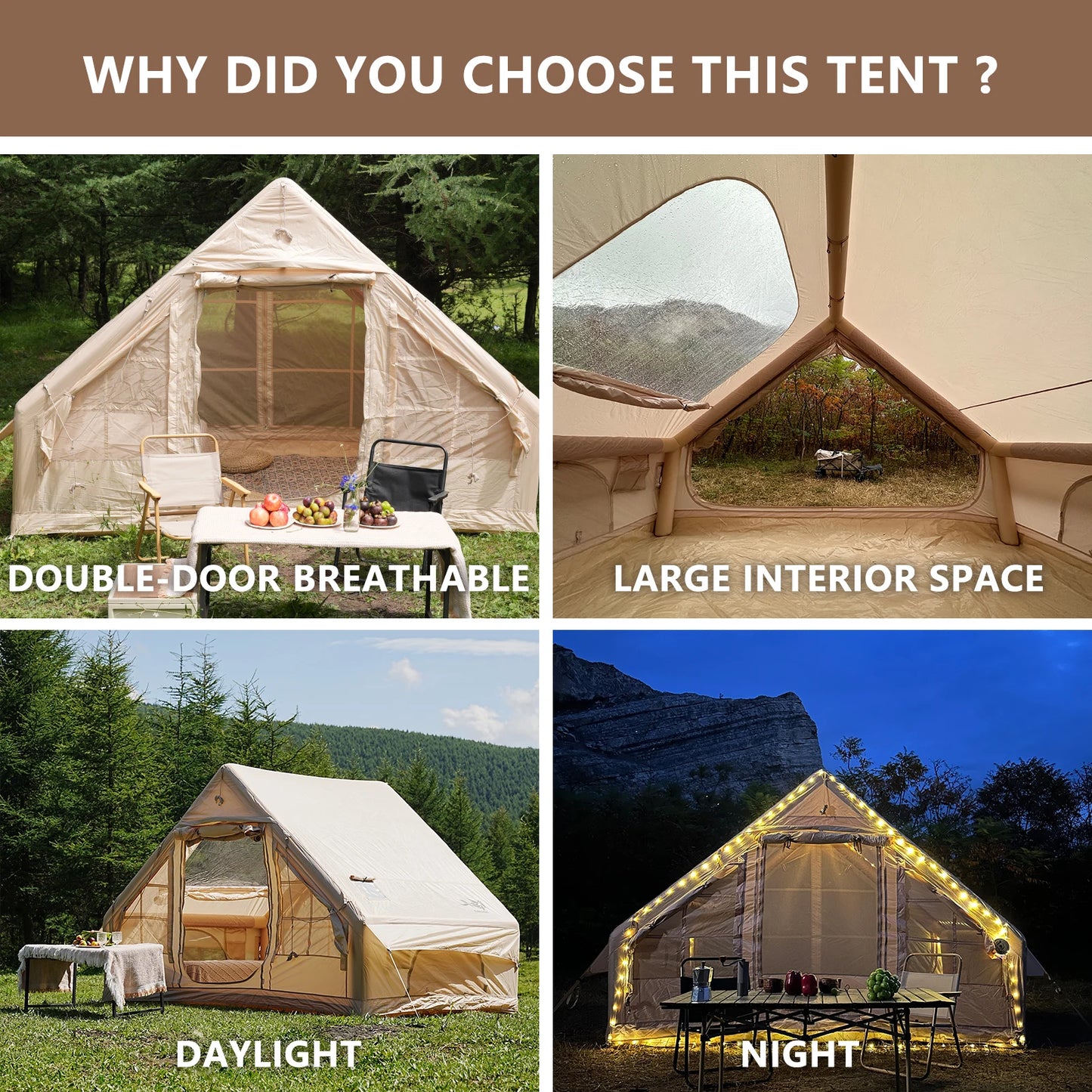 Pakicetus Inflatable Tent With Skylight Quick Setup Four To Six Person
