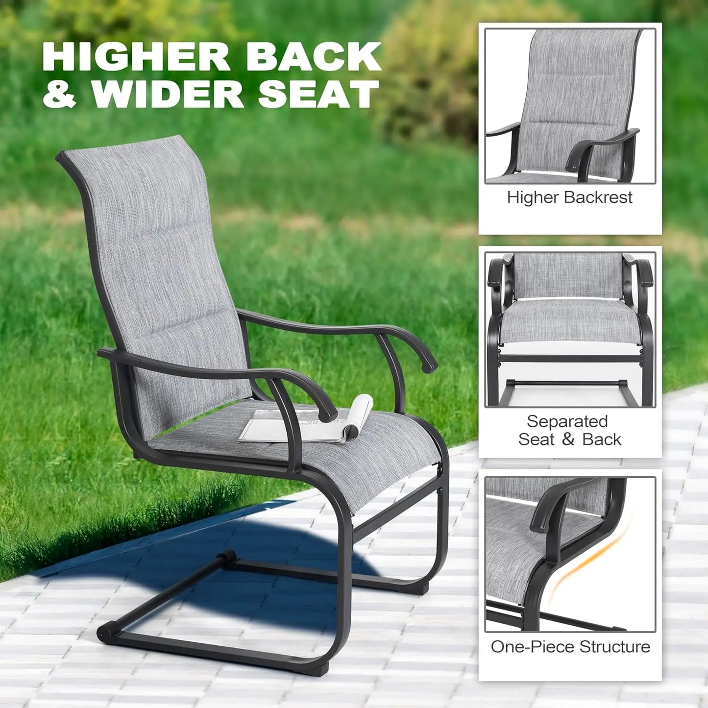 Patio Dining Chairs Set Outdoor All Weather Textilene High Back