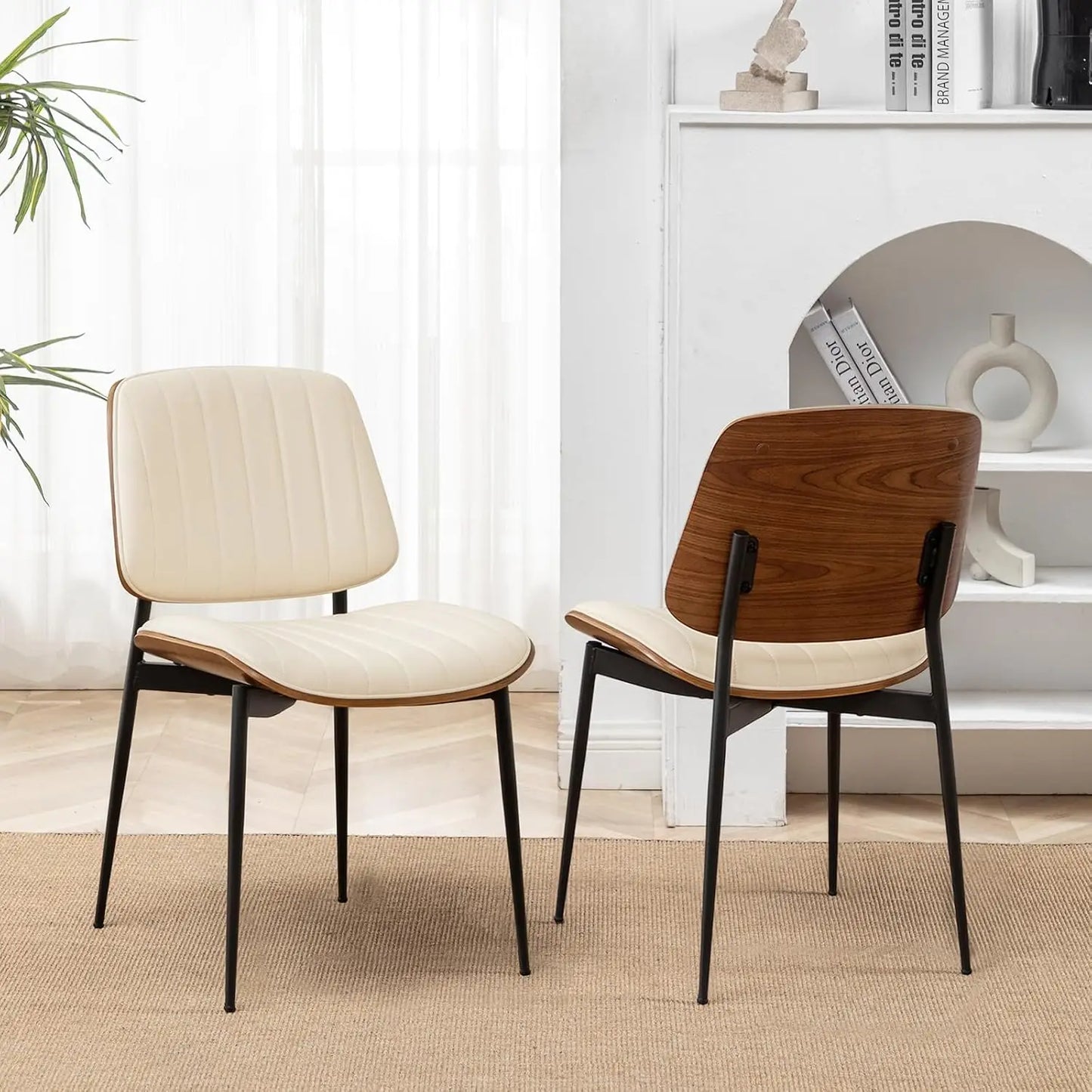 Mid Century Modern Dining Chairs Walnut Bentwood Upholstered Seats