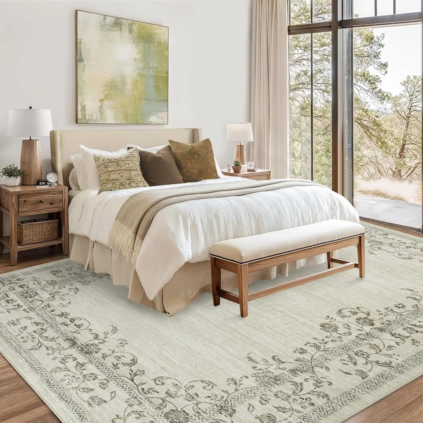HiMISS Washable Floral Area Rug For Living Room And Bedroom