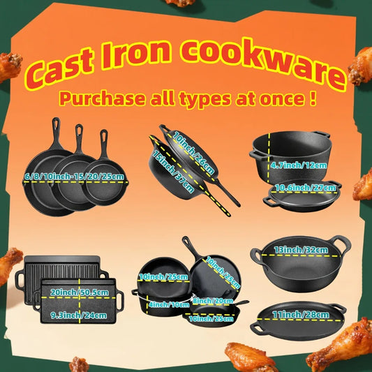 AEDG 3 Piece Cast Iron Skillet Set Nonstick Durable Pans