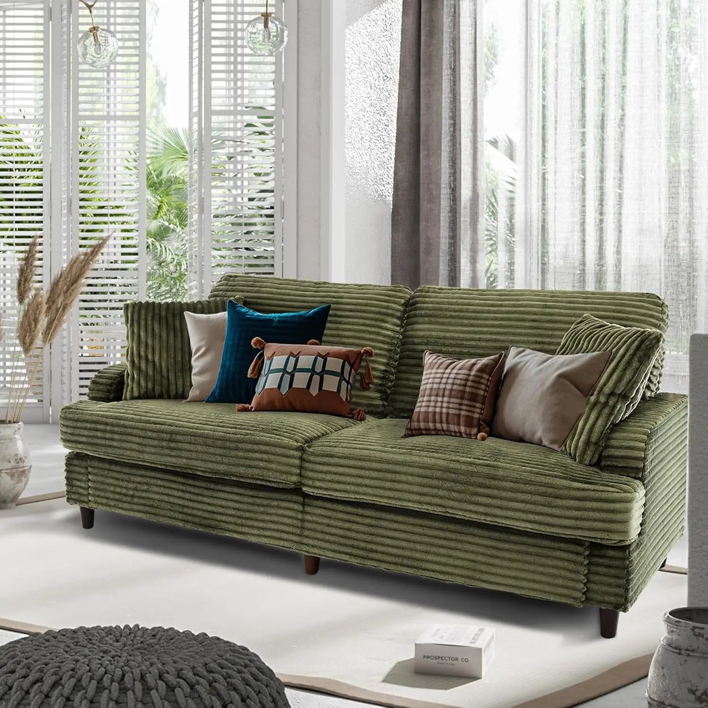 Plush Three Seater Sofa Couch For Living Room Comfort