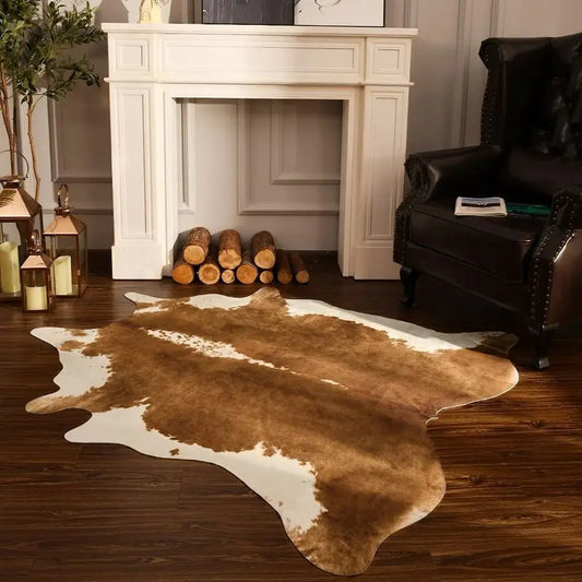 Premium Faux Cowhide Rug Cow Print Rustic Western Living Room
