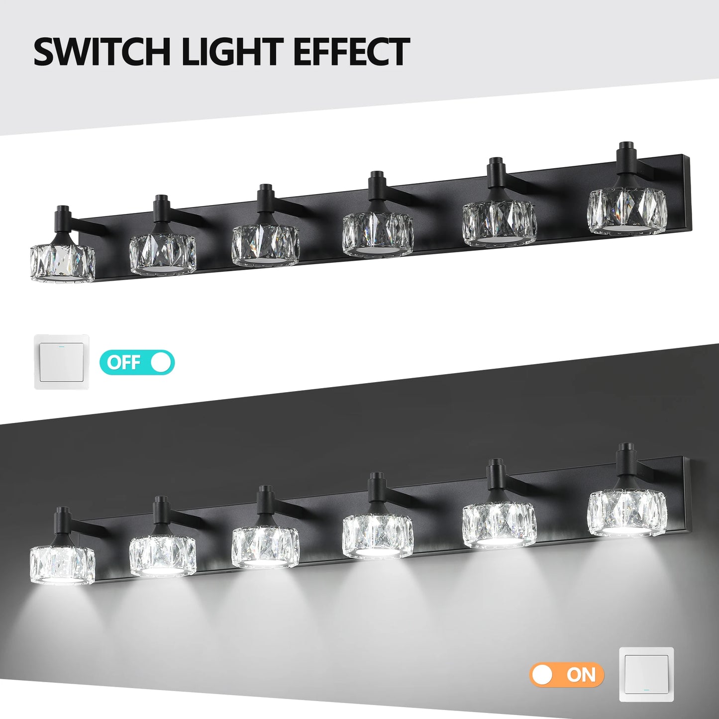 ARLGSITE Modern LED Vanity Light 6 Light Matte Black Fixture