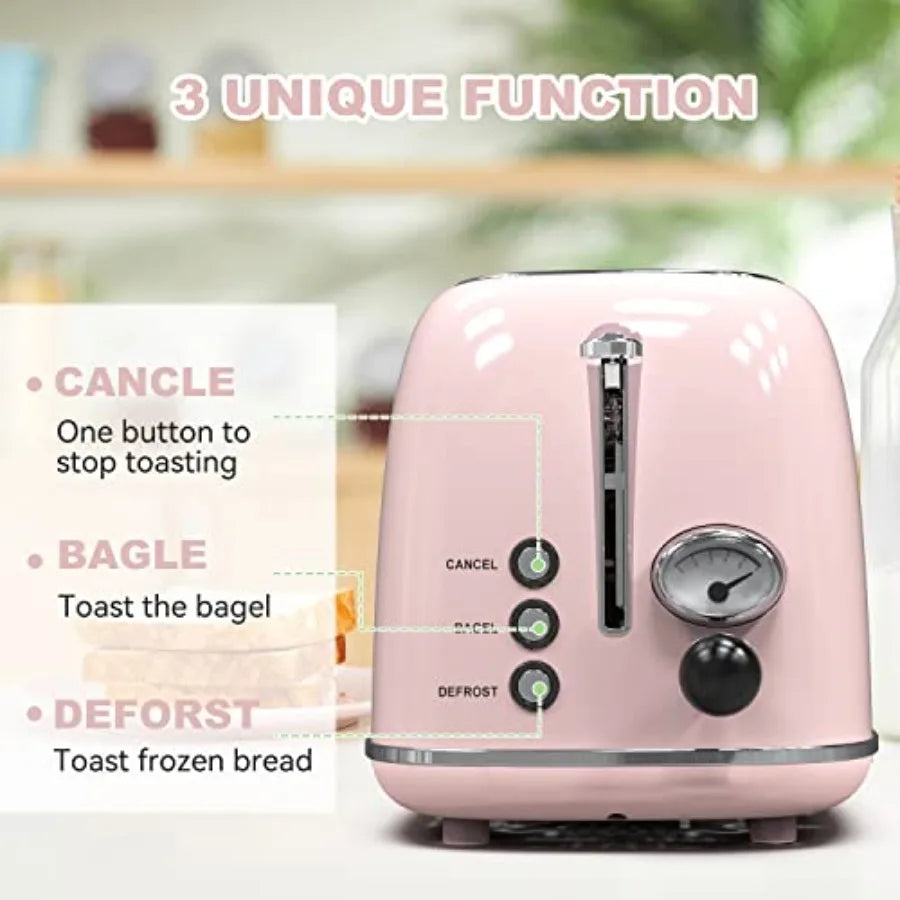 Toaster 2 Slice Stainless Steel With 6 Settings Bagel Defrost