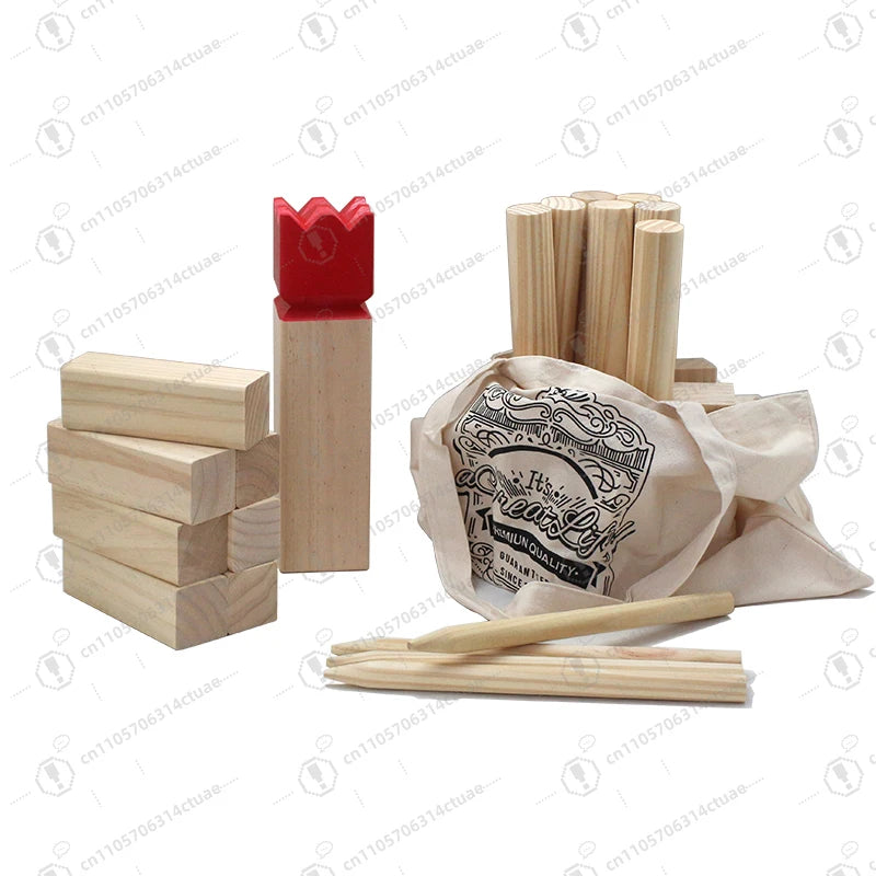 Wooden Viking Kubb Game Set For Outdoor Gatherings