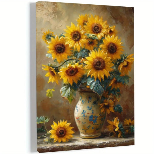 Art Deco Sunflower Canvas Print For Home Office Decor