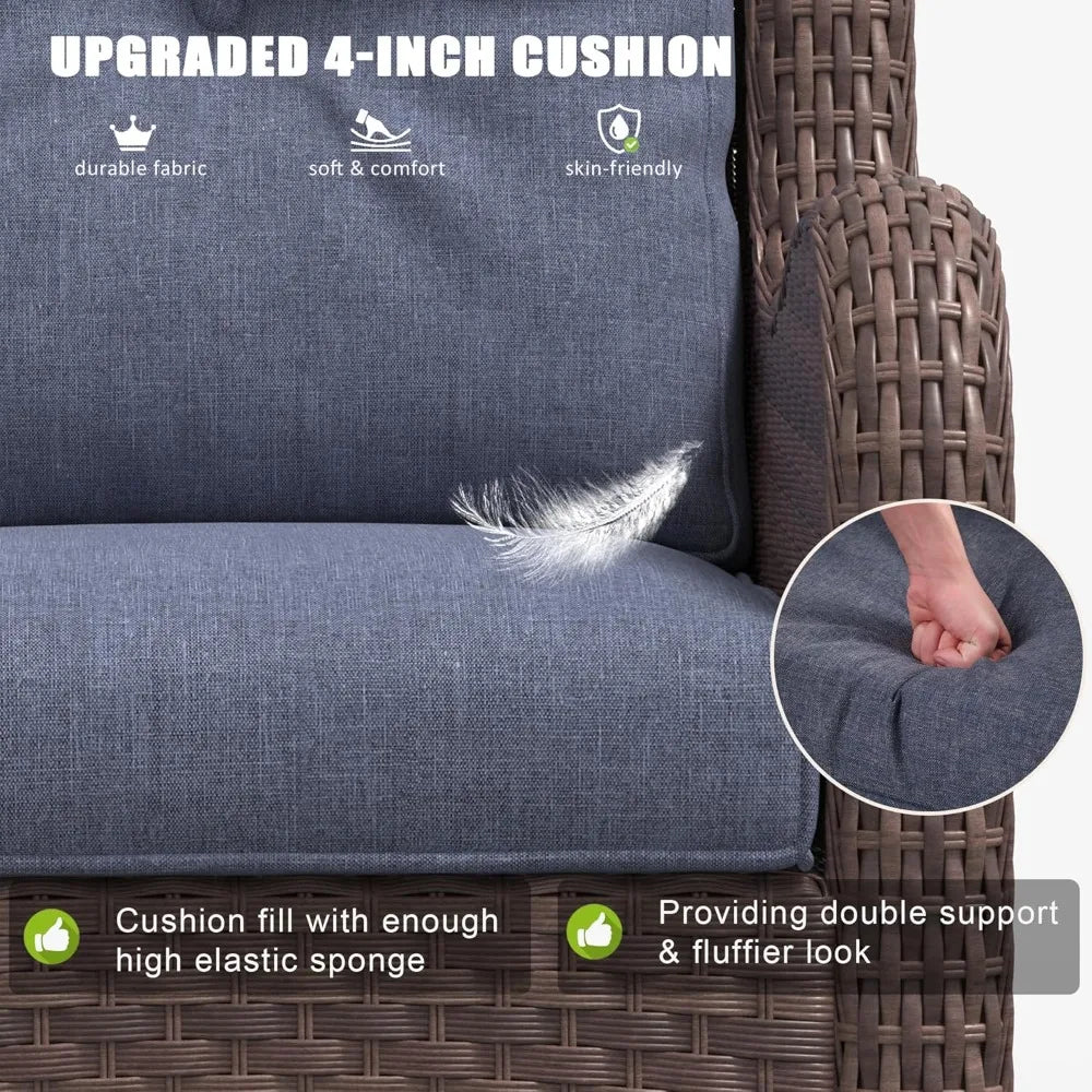 Outdoor Rattan Wicker Patio Furniture Set, 6-Piece