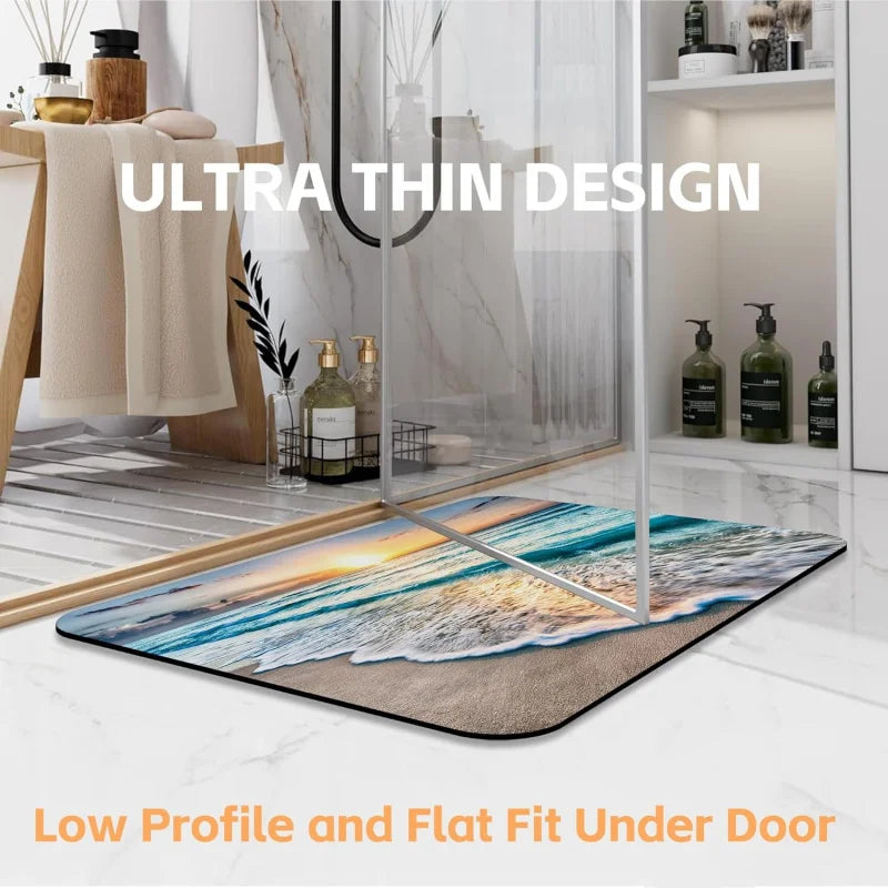 Beach Sunrise Bath Rug Non Slip Quick Dry Machine Washable Mat