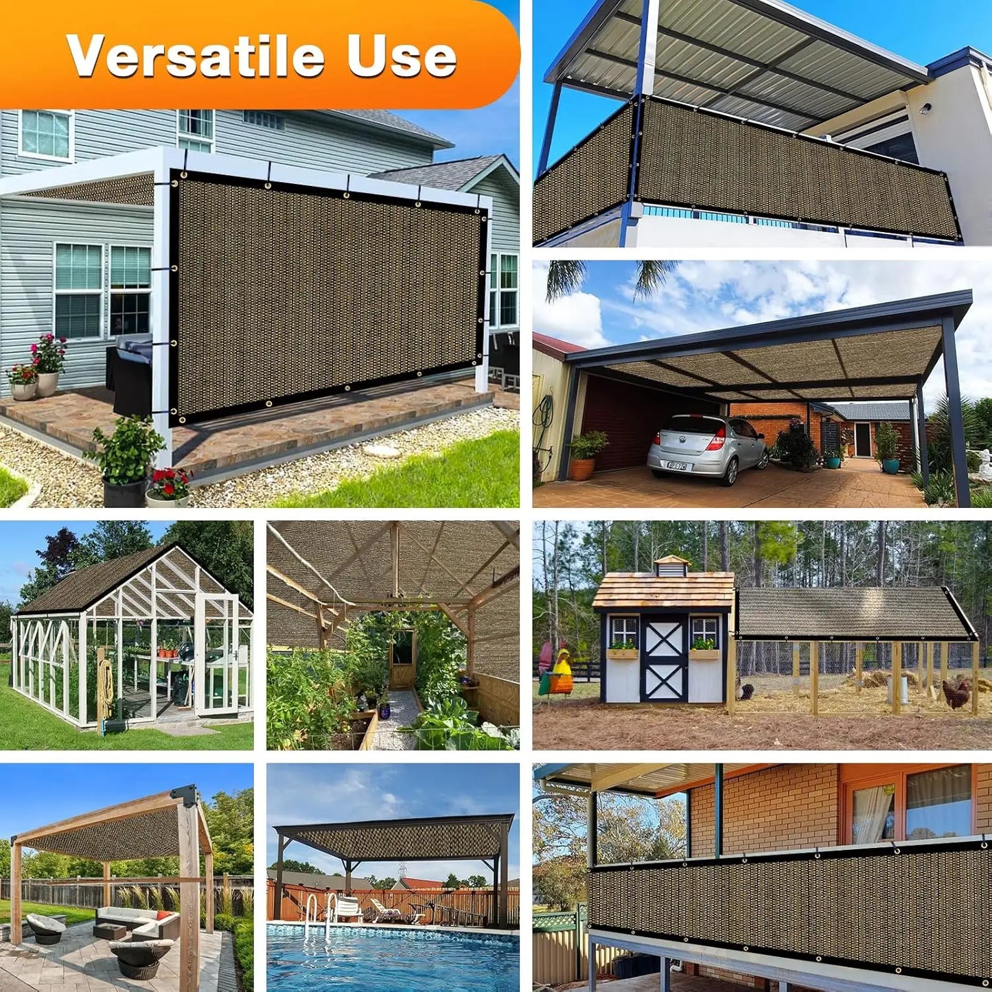 Outdoor Pergola Sun Shade Cloth HDPE UV Protection Canopy