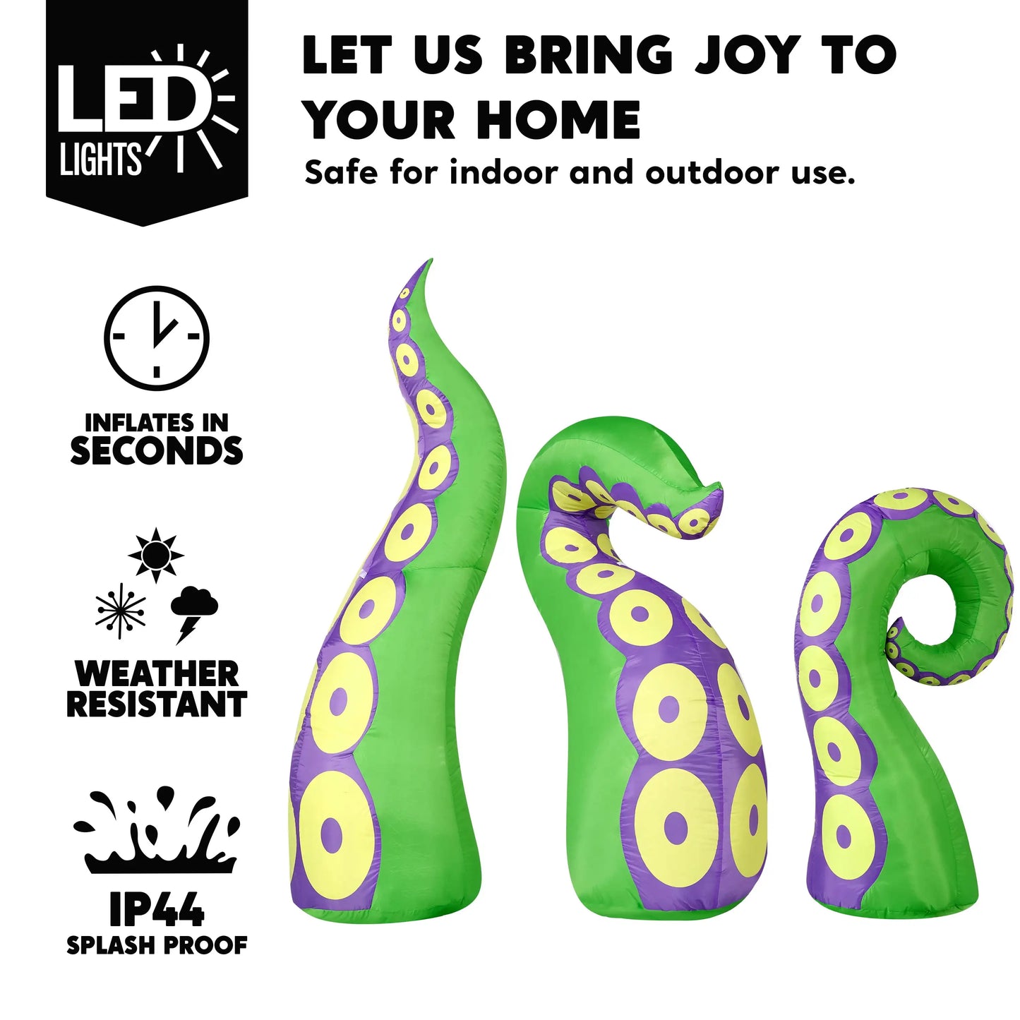 3 Pcs Giant Octopus Halloween Inflatable Outdoor Tentacle Broke Out from Window with Built-in LED Blow Up Inflatable for Window Decoration Yard Garden Lawn Decor