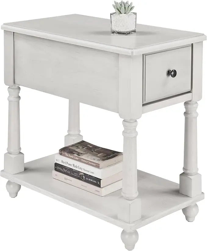 Solid Wood End Table With Drawer For Living Room Modern Design