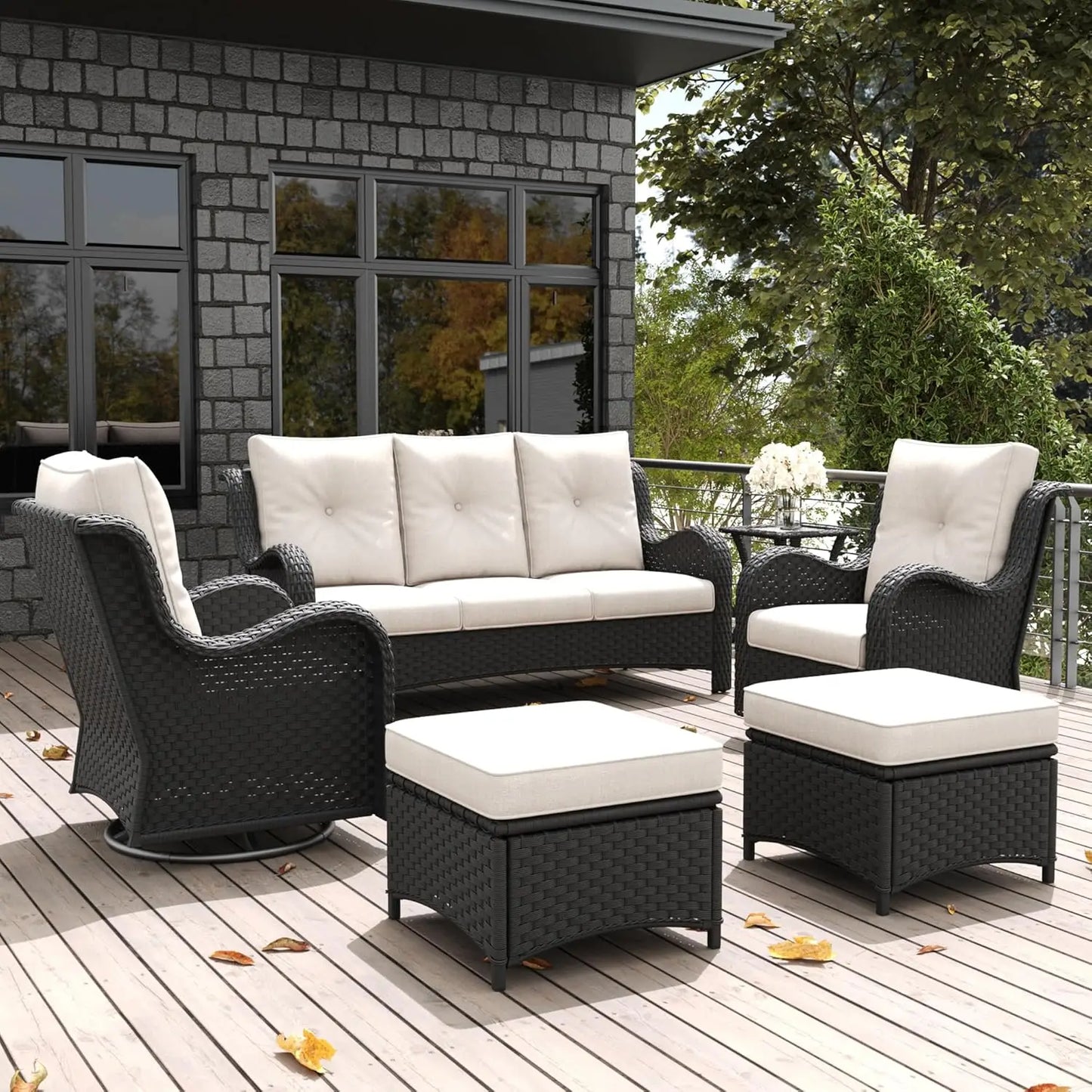Outdoor Rattan Wicker Patio Furniture Set, 6-Piece