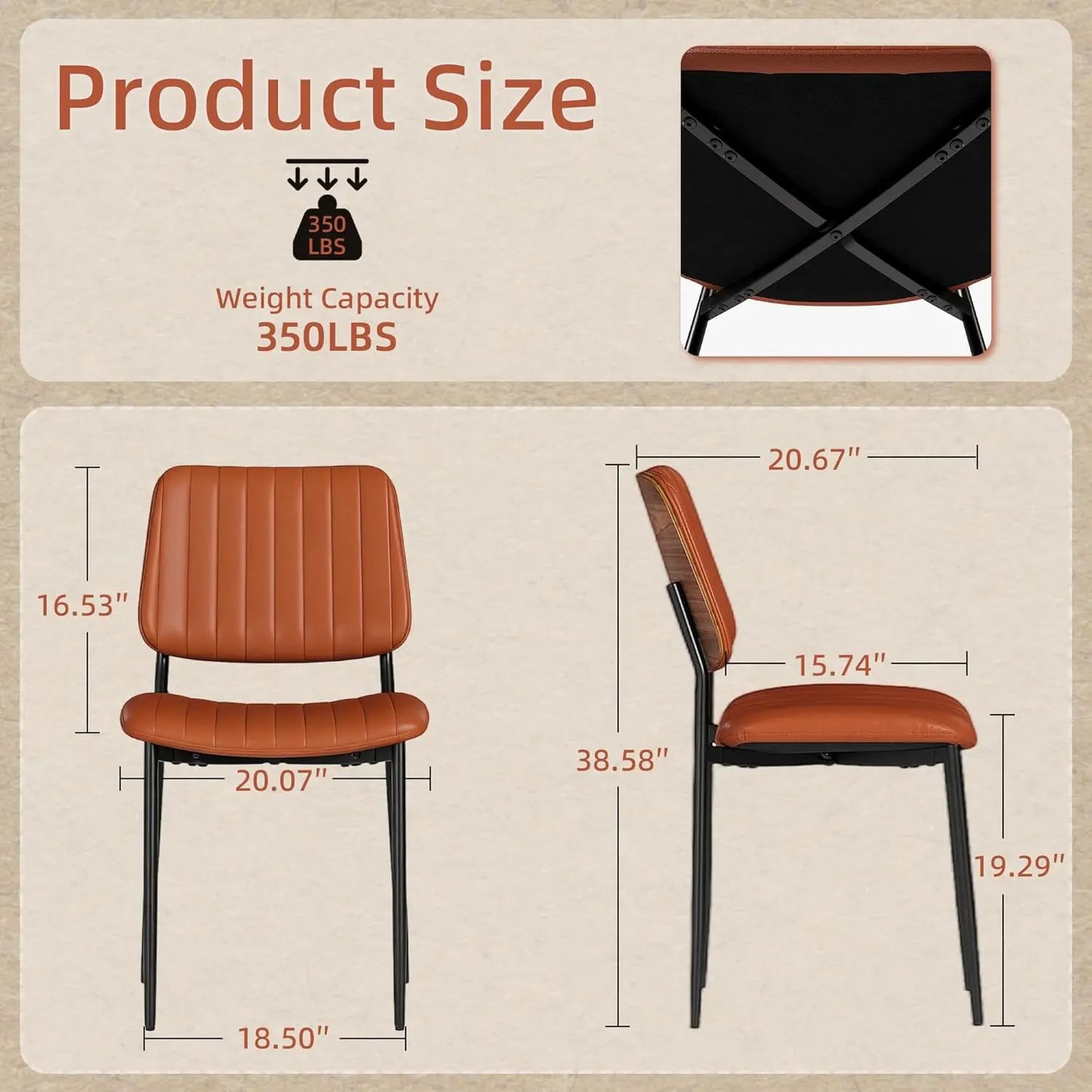 Mid Century Modern Dining Chairs Set of 2 Walnut Back