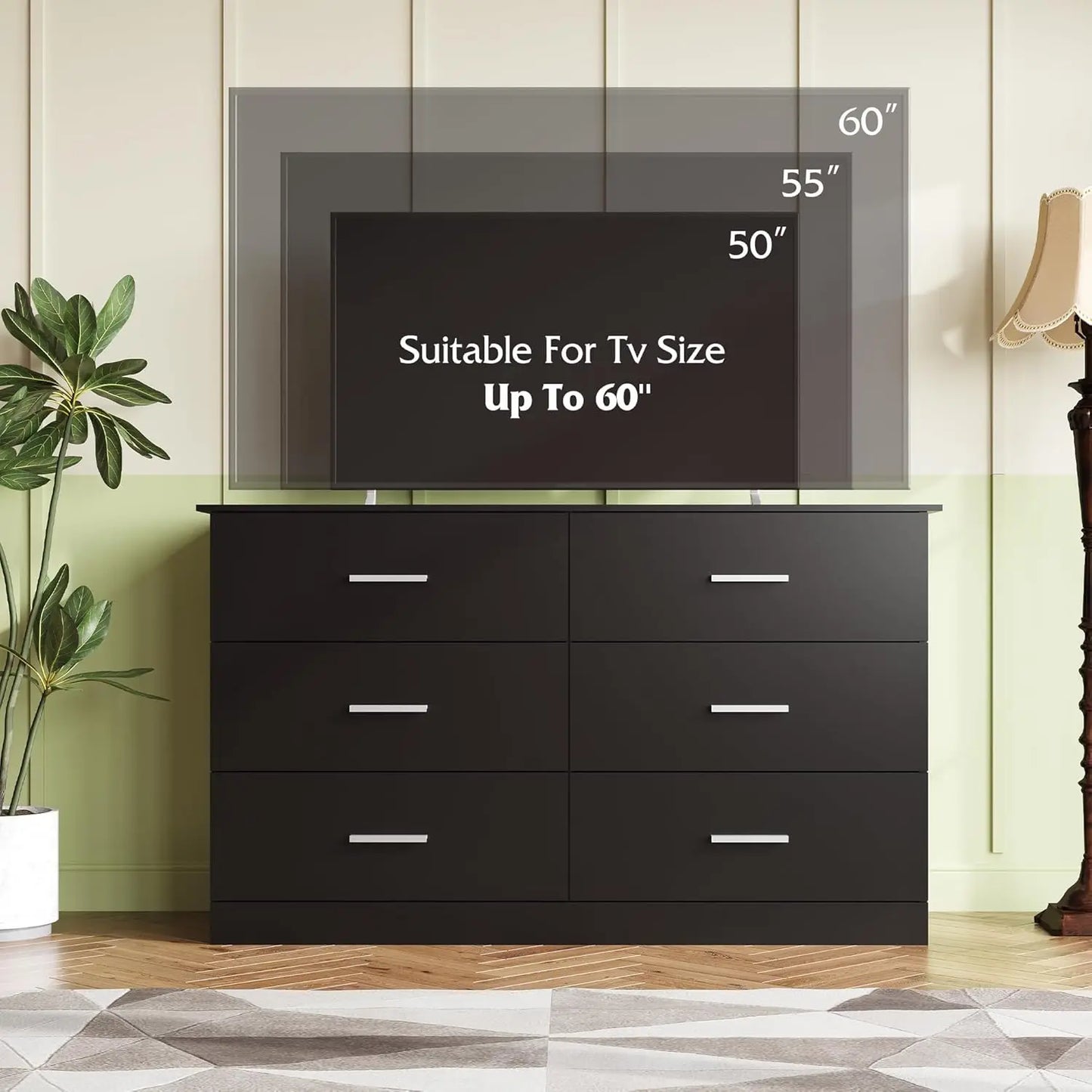 Modern Wood Dresser With Six Drawers