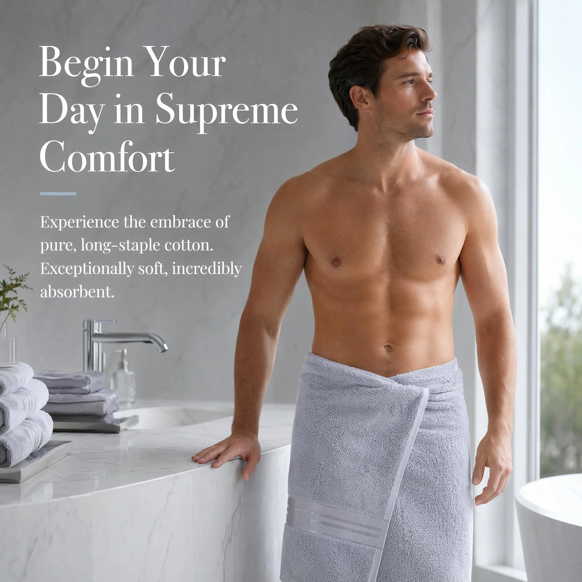 Luxury Six Piece Turkish Cotton Towel Set For Bathroom
