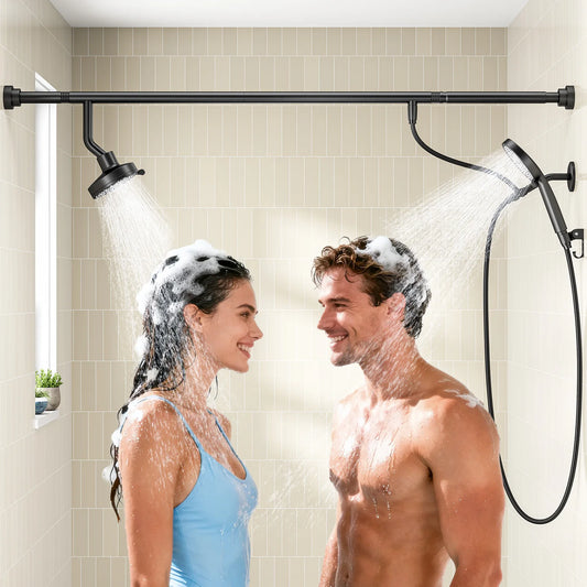 Tandem Shower Head For Couples With Handheld Dual Shower Heads