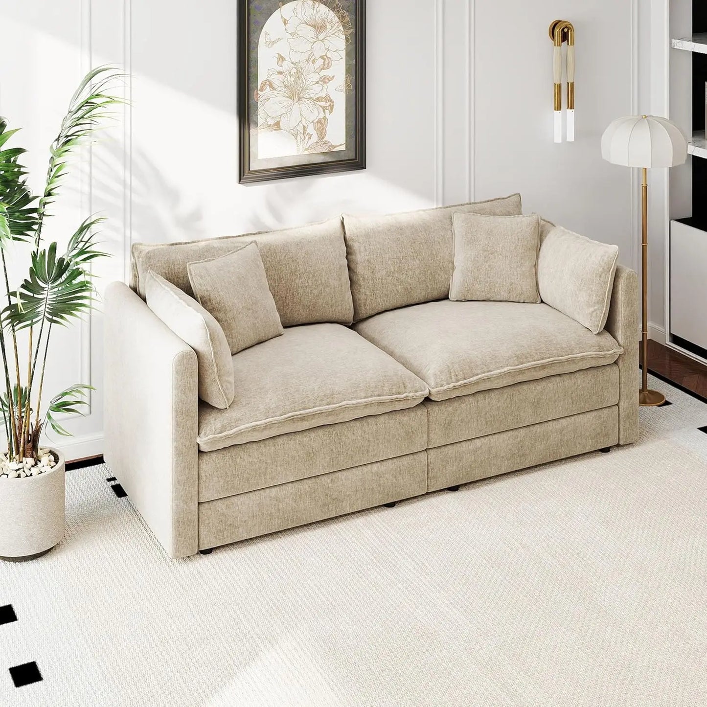 Modular Sectional Sofa Modern Convertible Loveseat Couch Living Room