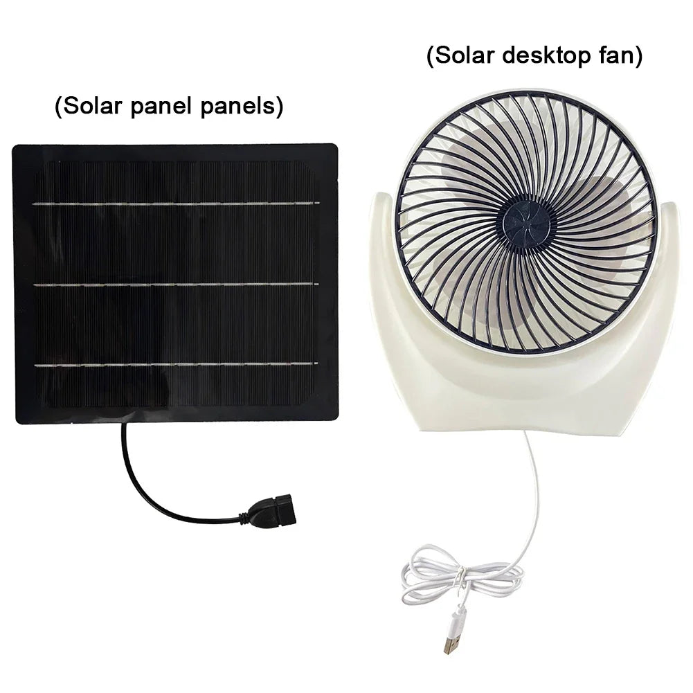 Solar Panel Fan Portable Solar Powered Camping Fan USB Charger