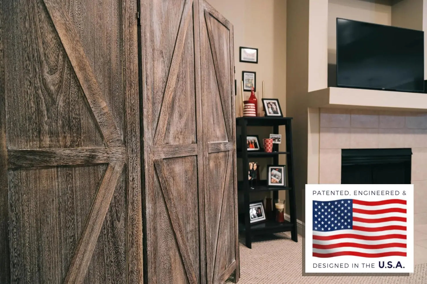 4-Panel Barn Door Room Divider Folding Privacy Screen