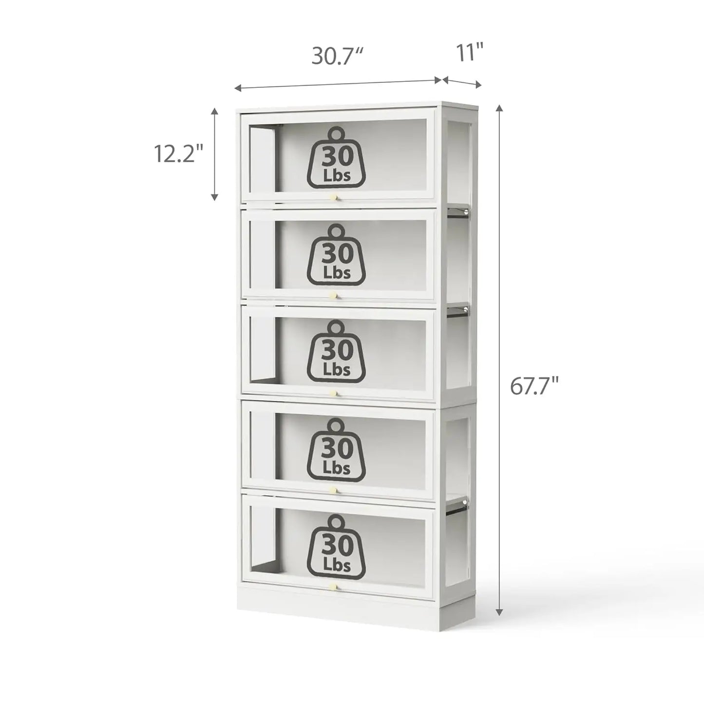 ZHILU Display Cabinet With LED Lighting 5 Tier Curio And Acrylic Glass Doors