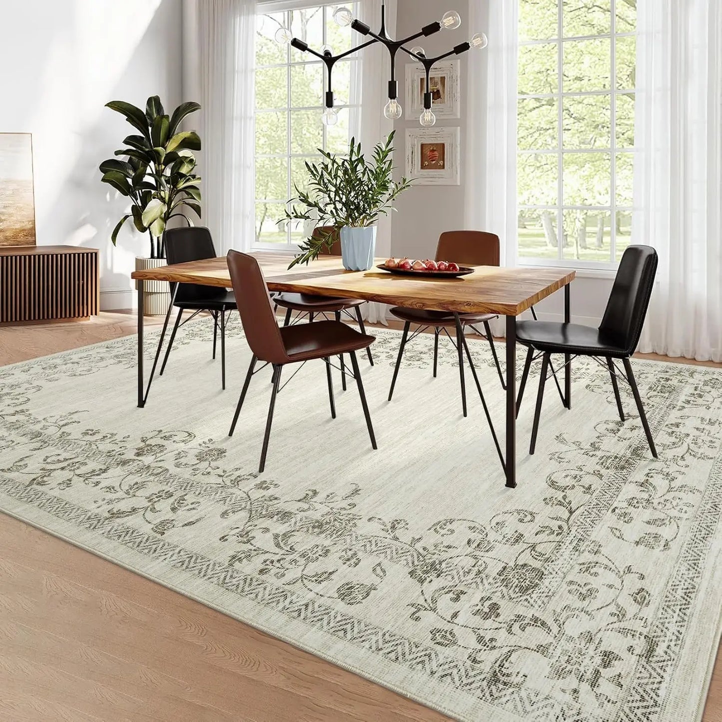 HiMISS Washable Floral Area Rug For Living Room And Bedroom