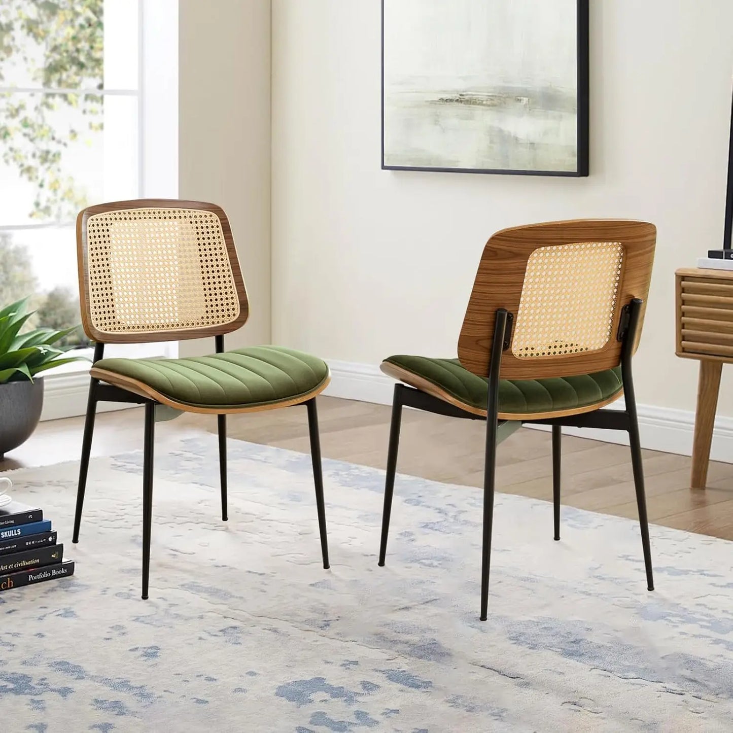 Mid Century Modern Dining Chairs Walnut Bentwood Upholstered Seats