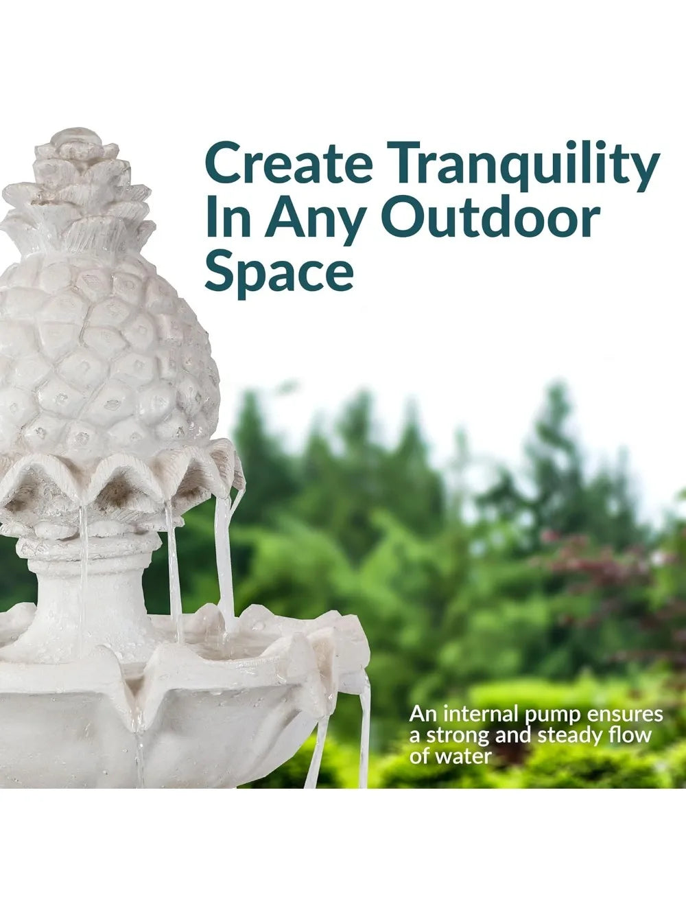 Welcome 3-Tier Water Fountain For Garden Outdoor Pineapple Topper