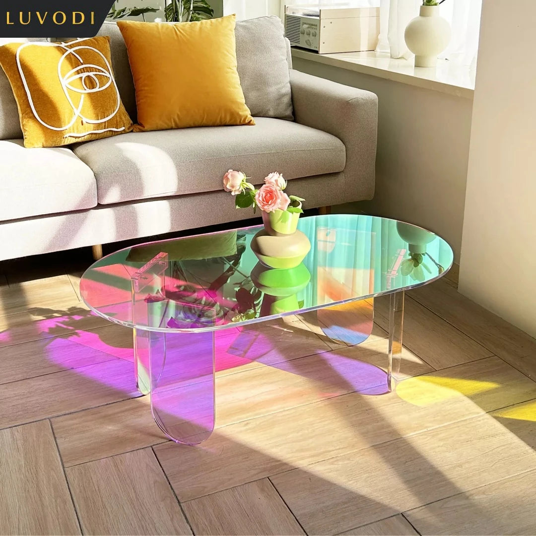 LUVODI Shatterproof Acrylic Coffee Table for Modern Living Rooms