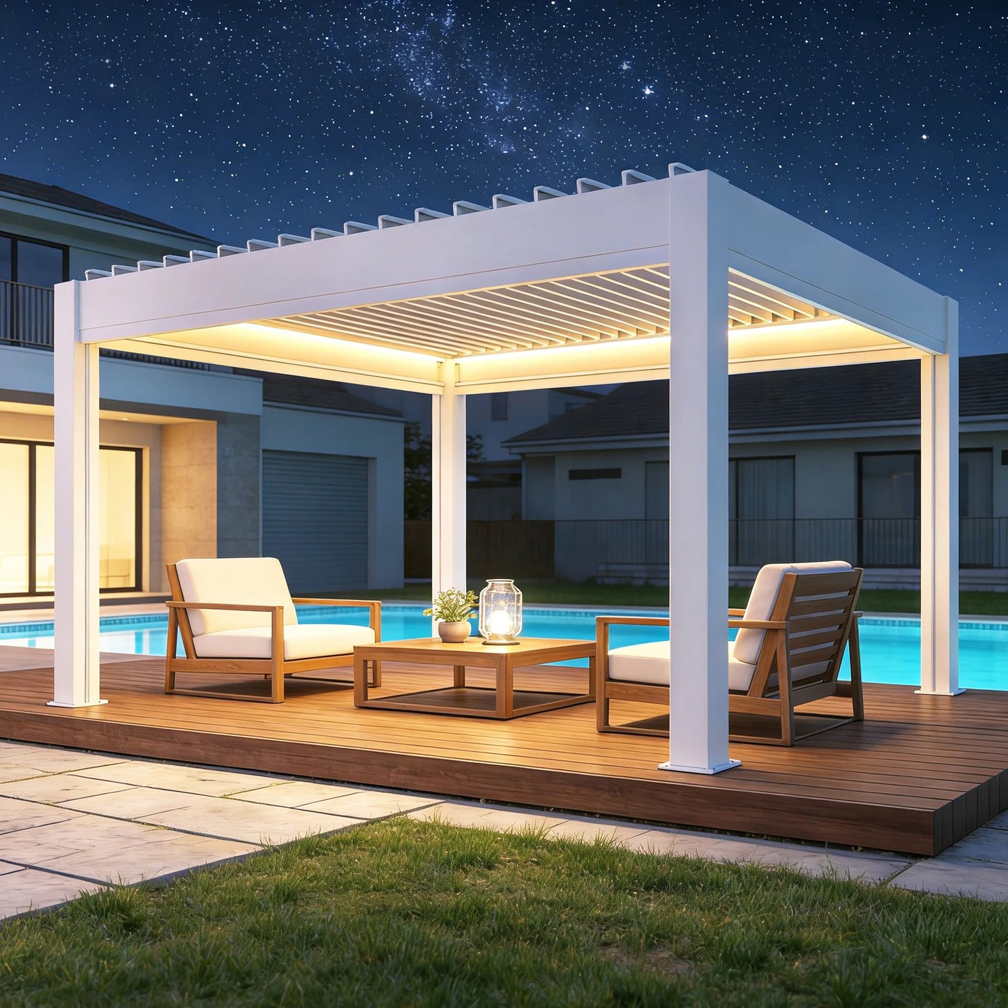 Any Size Custom Smart Rainproof Aluminum Alloy Pergola Motorized Retractable Louver Gazebo For Yard Garden Patio Lounge
