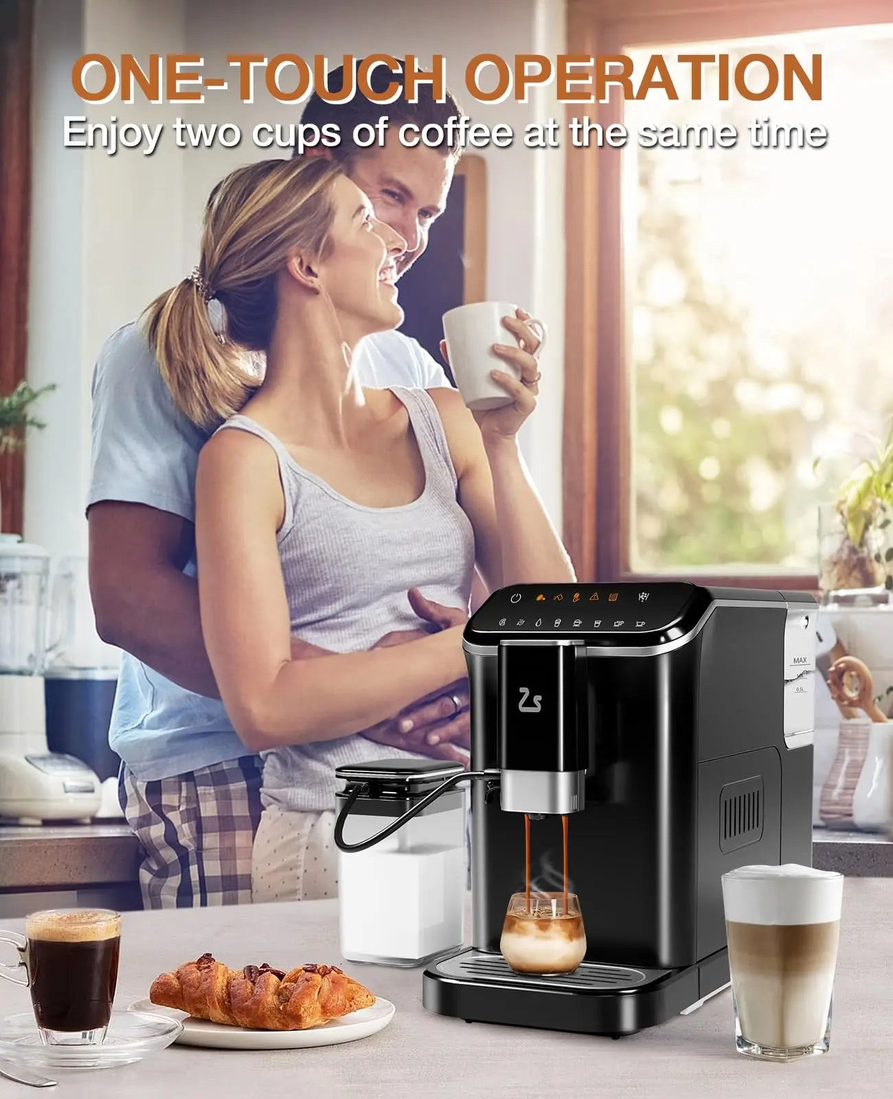 HiMISS 20 Bar Fully Automatic Espresso Machine With Grinder