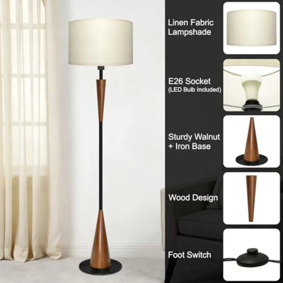 MDNG Wood Floor Lamp Reading Standing Lamp With 9W LED