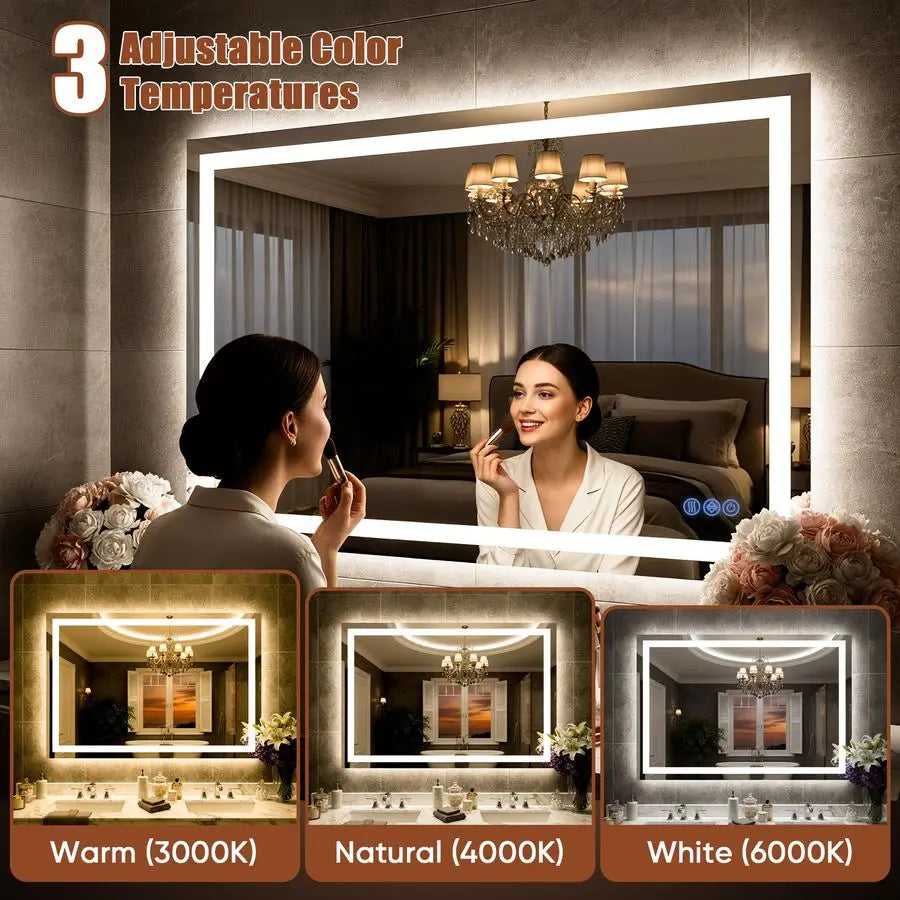 LED Bathroom Mirror With Front And Back Lighting Dimmable
