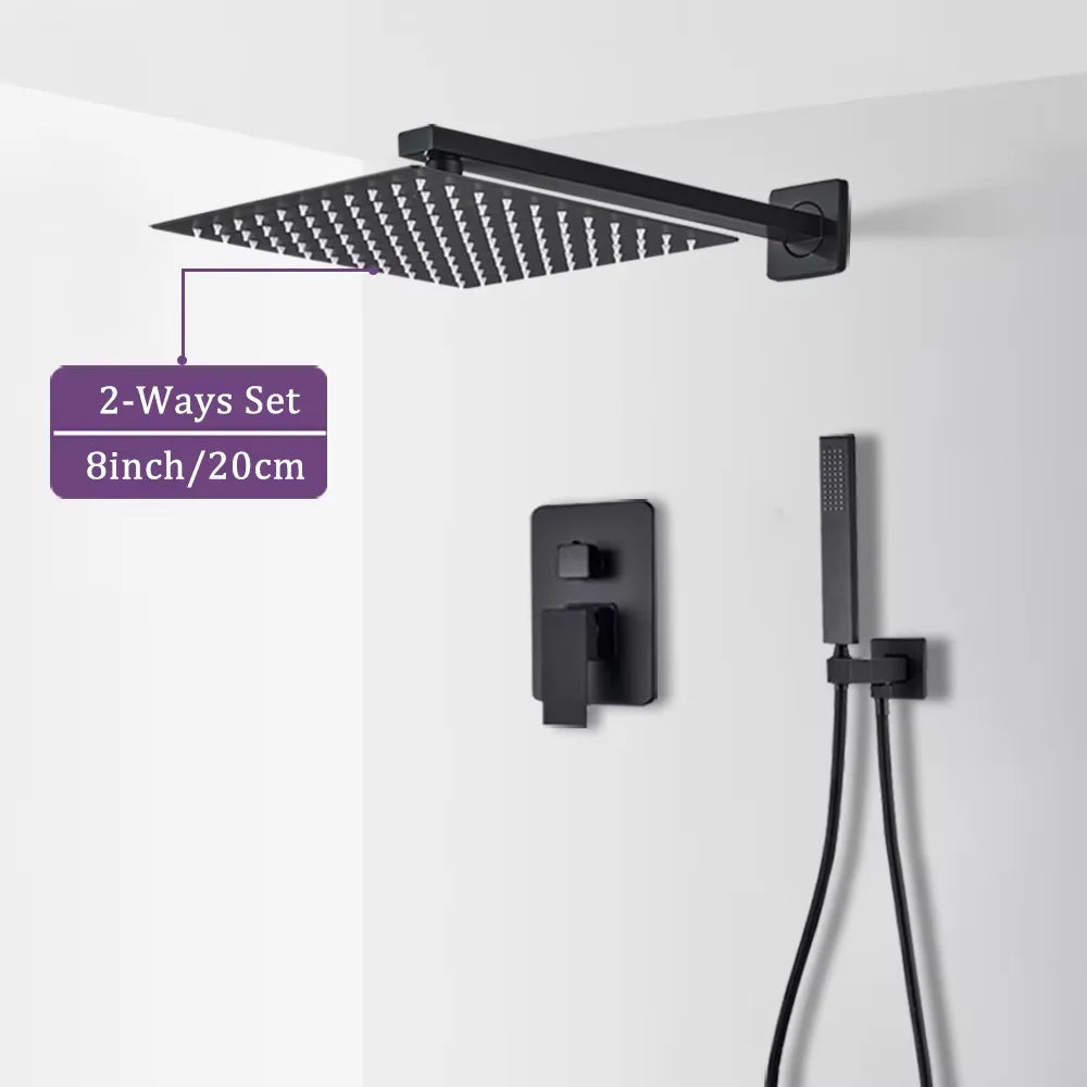 MYQualife Wall Mount Shower Faucet With Rainfall Mixer Sprayer