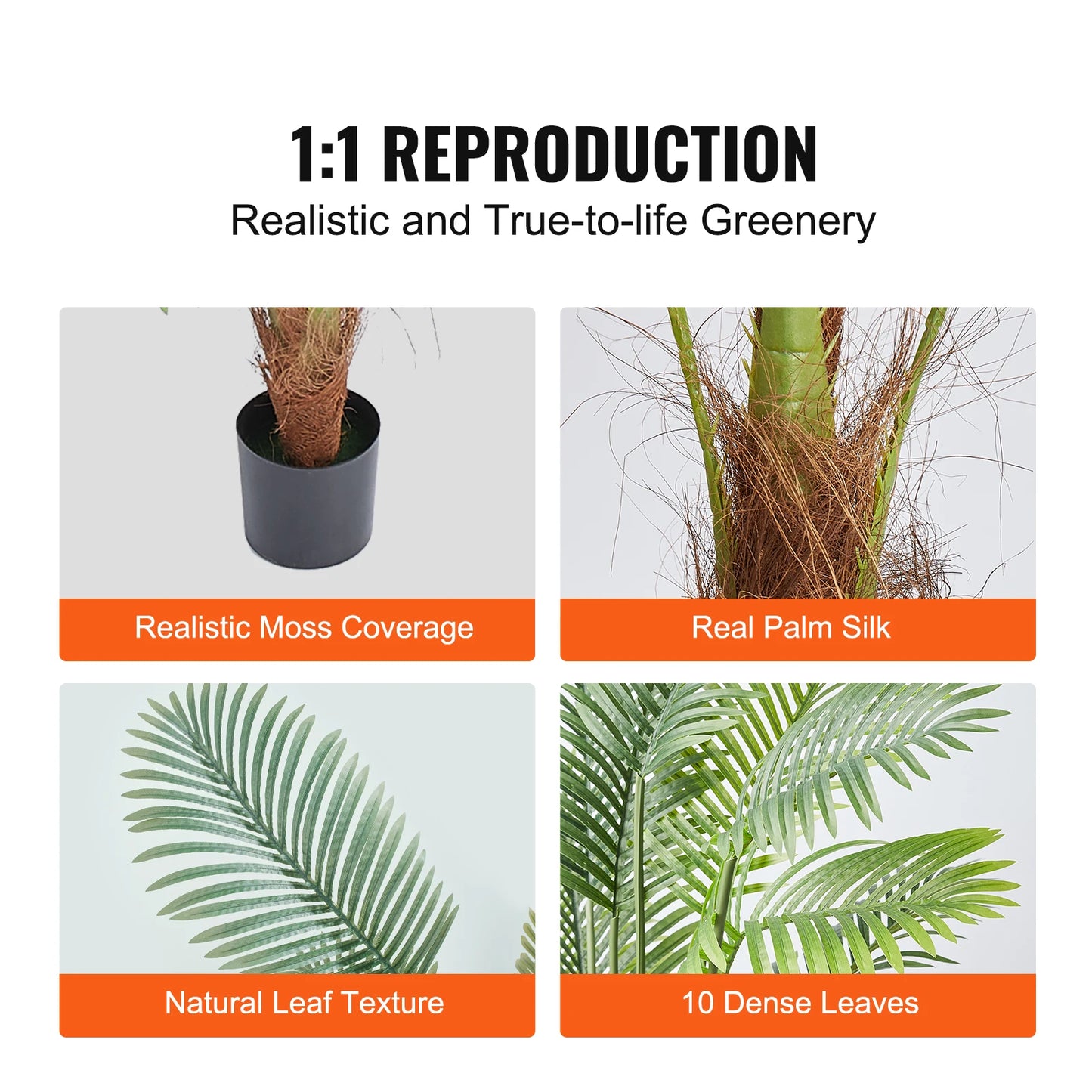SucceBuy Artificial Palm Tree Faux Plant With Anti Tip Design