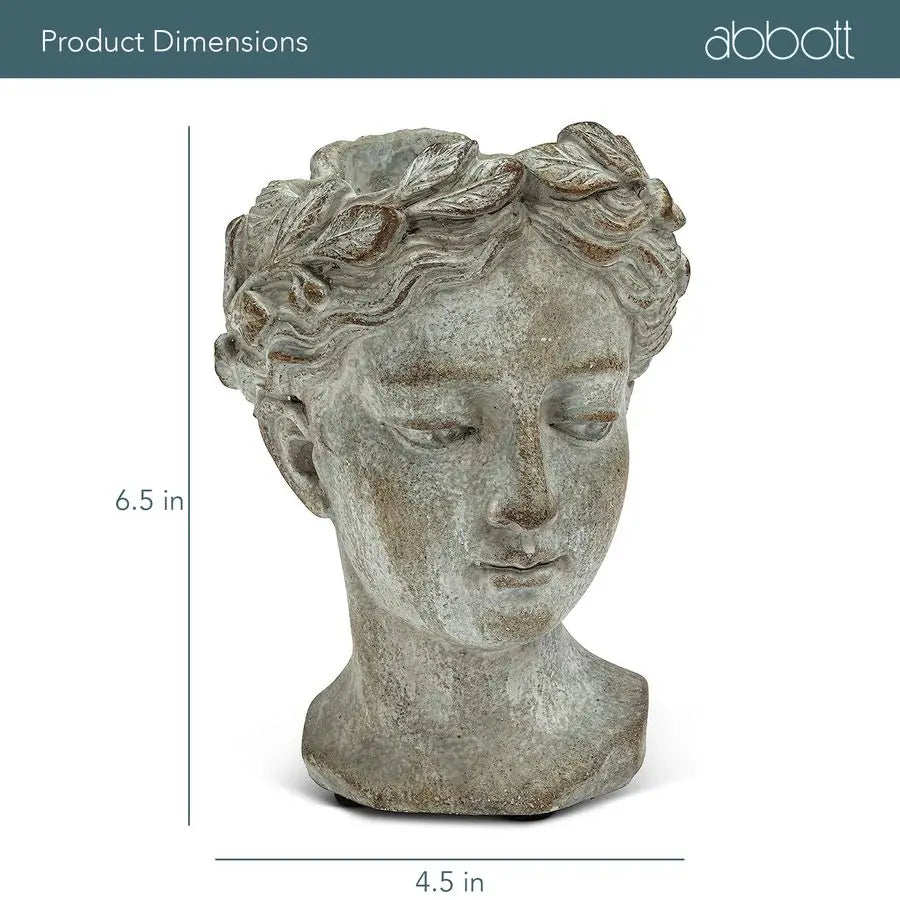 Grecian Goddess Head Planter Cement Indoor Outdoor Pot