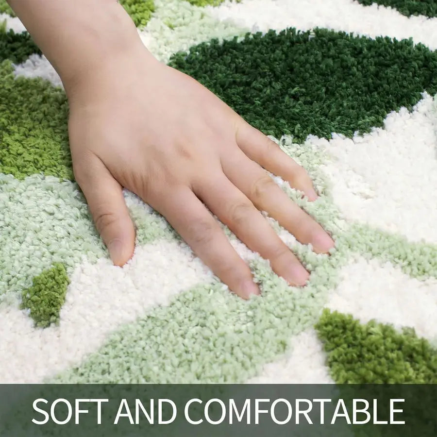 2-Piece Non Slip Bathroom Rug Set Water Absorbent Microfiber Machine-Washable
