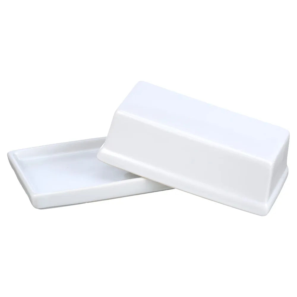 Top Selling Stoneware Butter Dish with Lid, Ceramic Butter Holder for Kitchen Countertop Storage, White, Set of 1, Best Seller