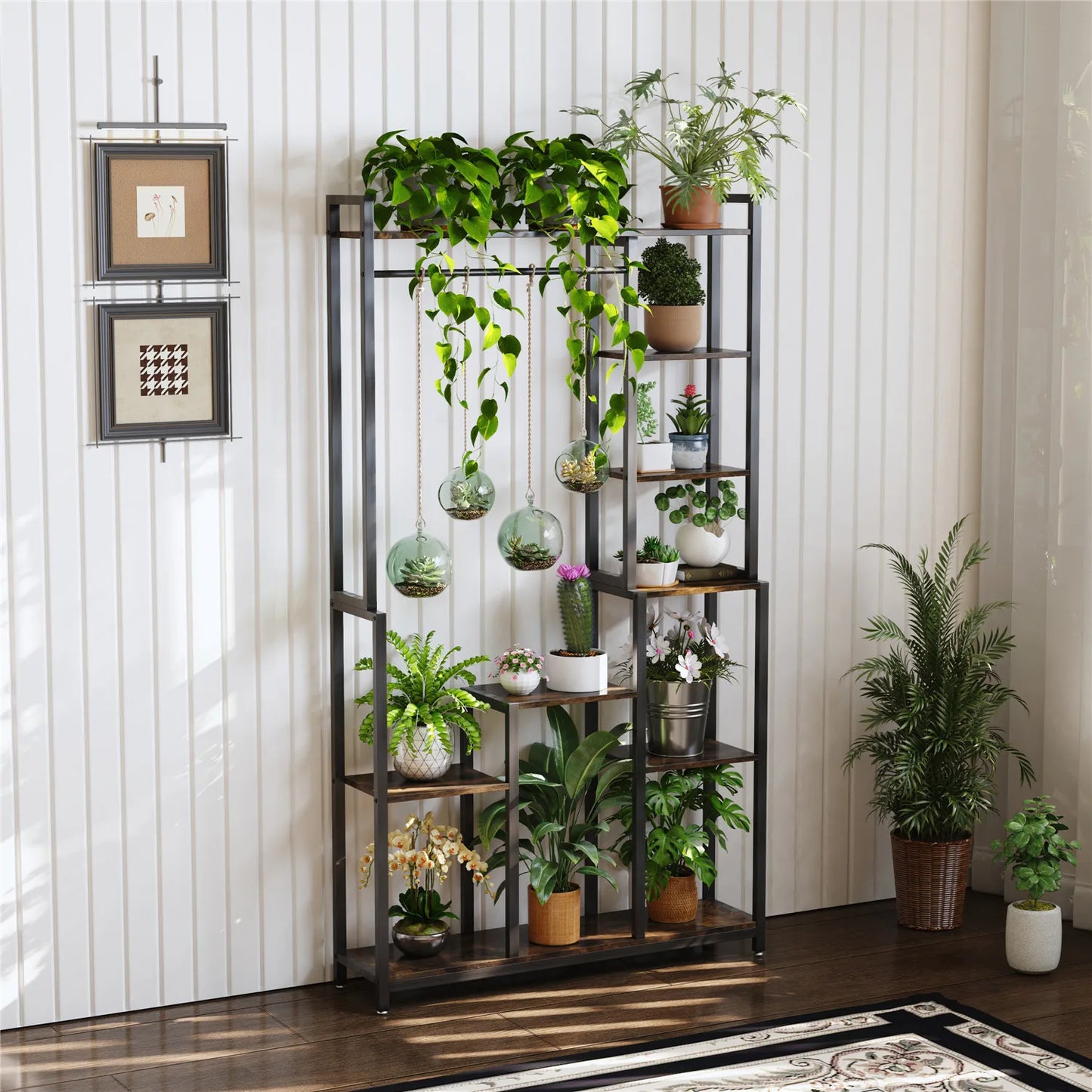 BINGOPAW Vintage Indoor Plant Stand and Coat Rack Storage Shelf