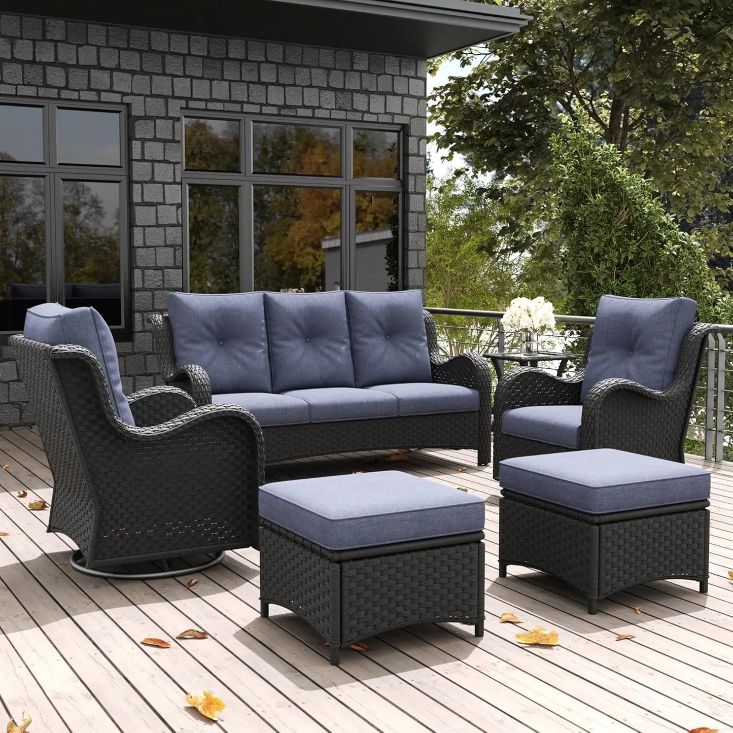Outdoor Rattan Wicker Patio Furniture Set, 6-Piece