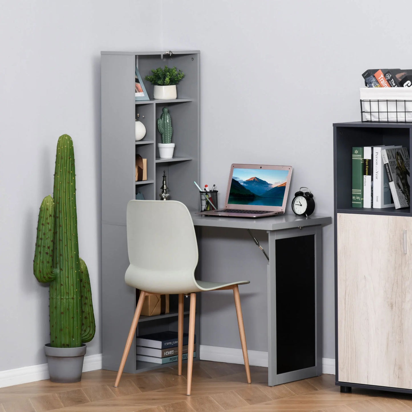 HOMCOM Foldout Wall Mount Convertible Office Desk With Blackboard