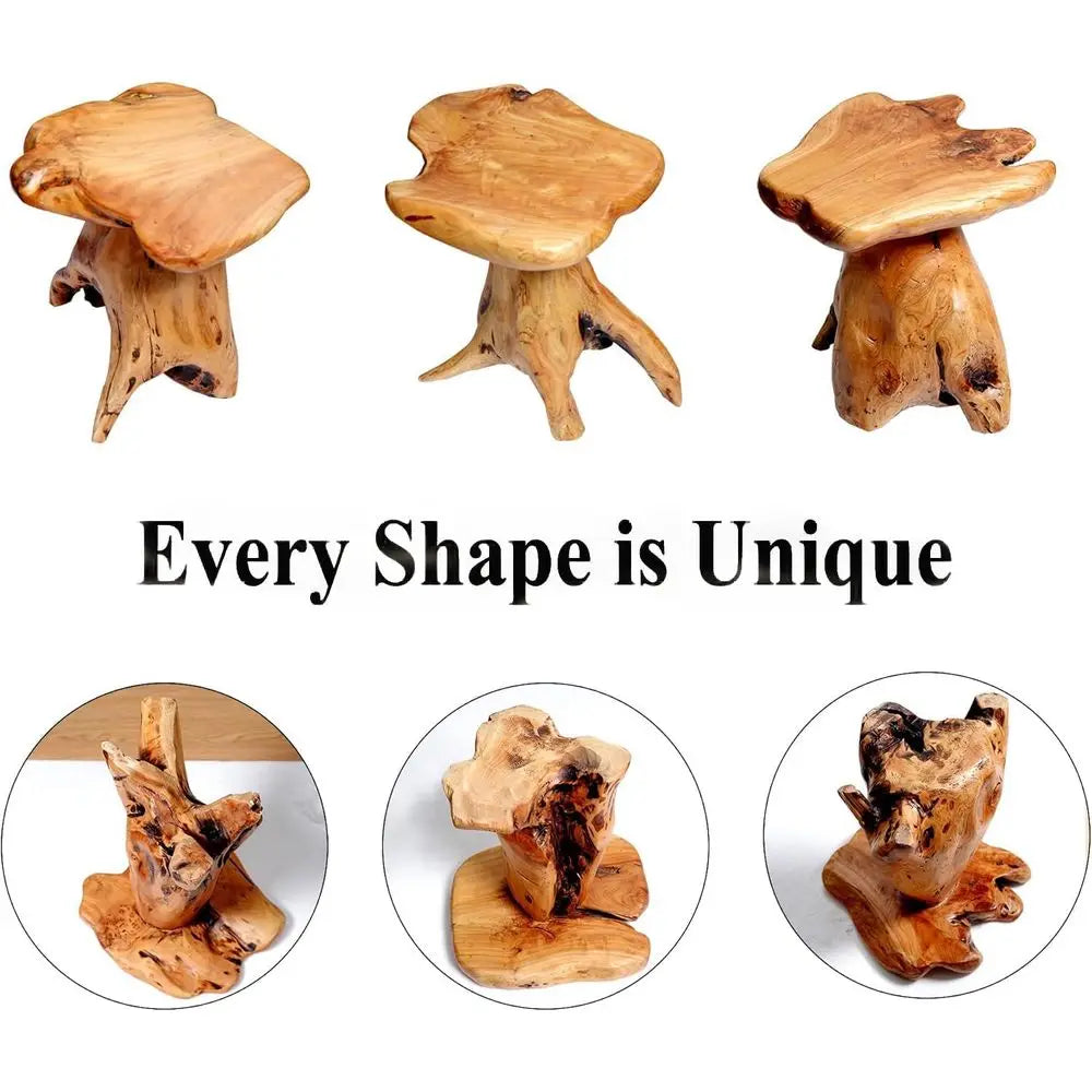 14.5 Live Edge Natural Tree Stump Side Table, Unique Rustic End Table, Outdoor Patio Furniture